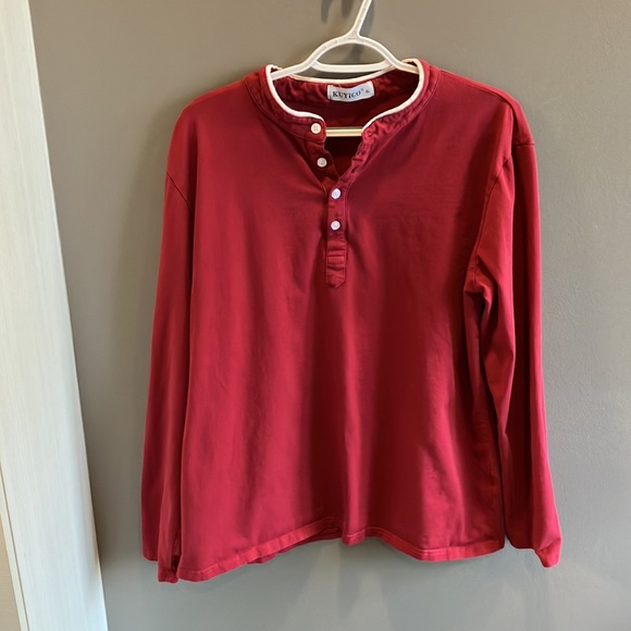 Kuyigo Men’s Red & White Long Sleeve Shirt Size XL - Picture 4 of 13